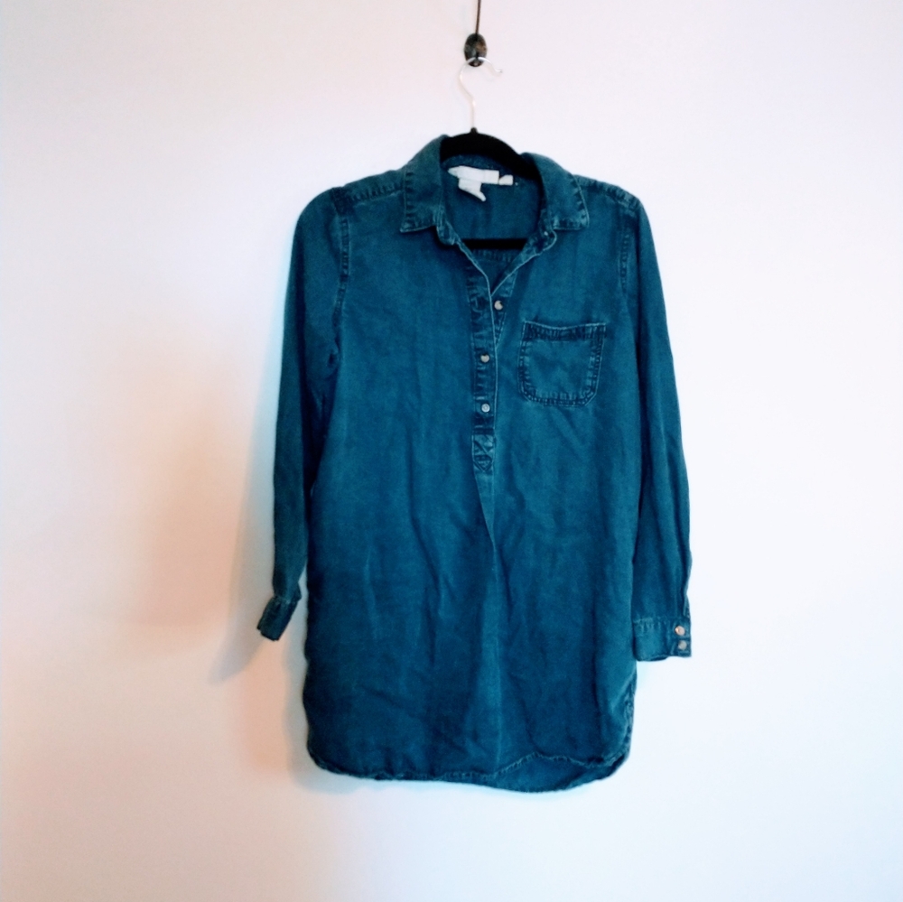 H&M half button long sleeve top with collar size 6